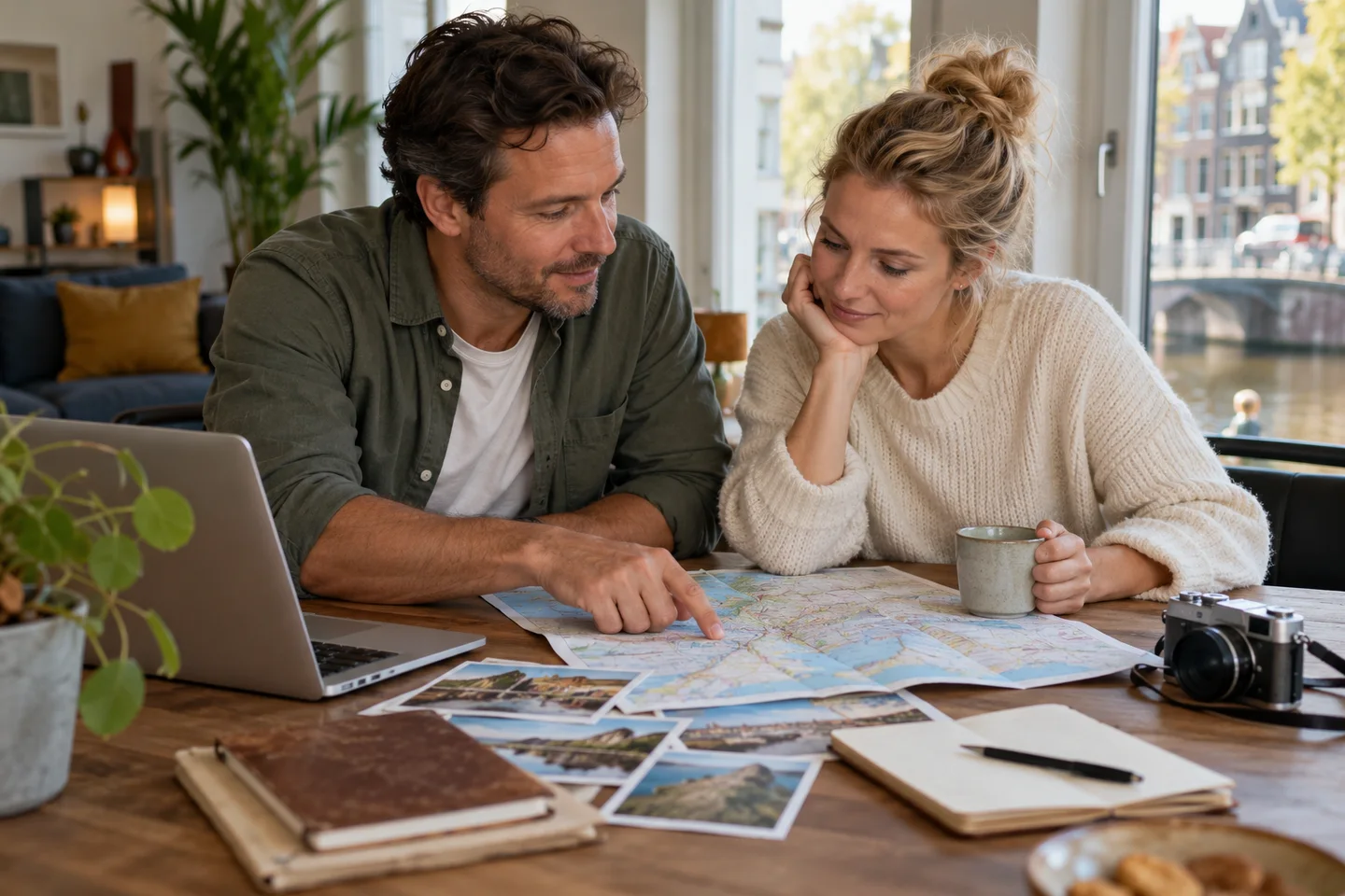 Twee mensen bekijken een stadsplattegrond